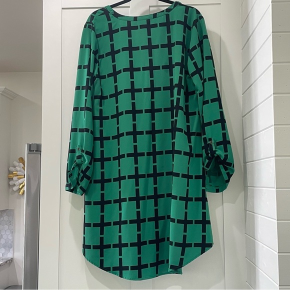 Merona XXL Black and Green Geometric Design Shift Dress - Picture 2 of 4